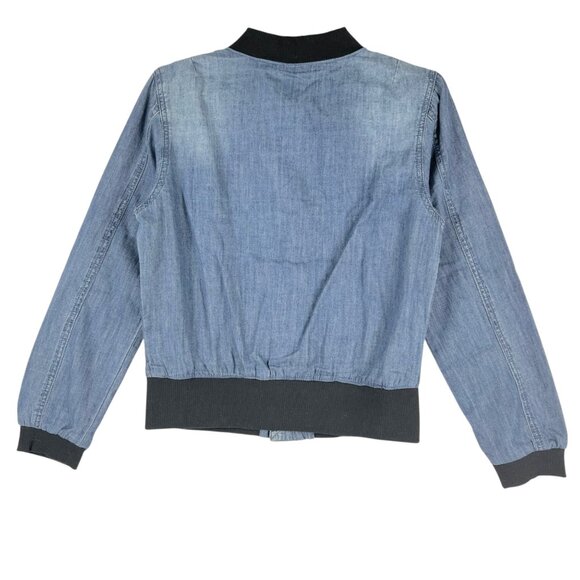 Hudson Youth's Lightweight Denim Chambray Jacket, Rose Embroidery Junior Size XS - Picture 2 of 10